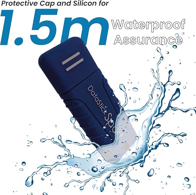 Centon Electronics MP Essentials DataStick Sport USB 3.0 Flash Drive, Waterproof USB Drive, Shock-Resistant Silicon Case, Versatile USB Stick, 128 GB Storage Capacity, Navy Blue
