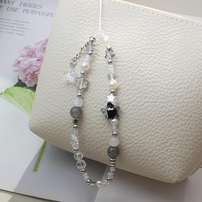 Beaded Camera Wrist Strap, Cute Phone Charms Strap, Pearl Bracelet Wrist Strap, Phone Keychain Decoration for Wallet