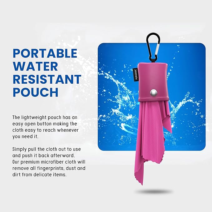 Microfiber Cloth & Glasses Wipes (1 Pack) Lens & Glasses Cleaning Cloth - Eyeglass Cleaner - Camera Lenses & Gadget Delicate Screens - Pink