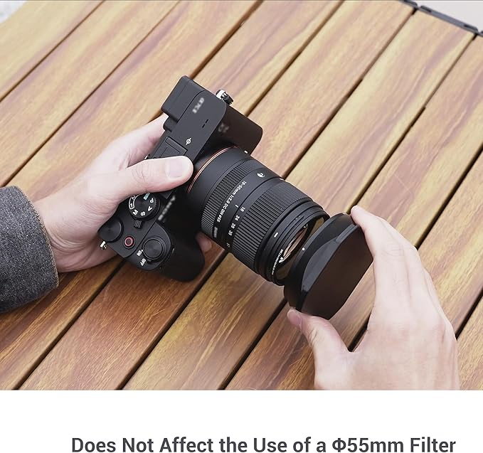 JJC Metal Square Lens Hood Shade for Sigma 18-50mm f/2.8 DC DN Contemporary Lens, Replaces Sigma LH-582-02 Lens Hood, with Protective Hood Cap, Not Affect The Use of 55mm Filter