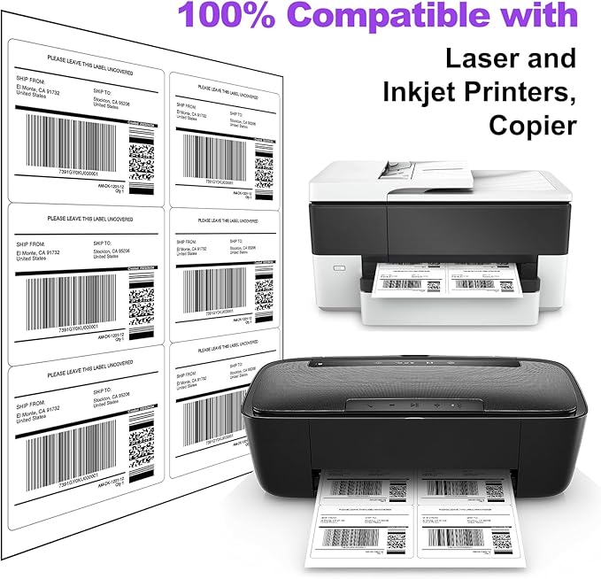 AveneMark 500 Sheets 3000 Labels Shipping Address Labels, 6 up 3-1/3" x 4" Quick to Peel Stickers Paper for Laser & Inkjet Printers, Printable Mailing Labels Stickers (6 Labels per Page Sheet)