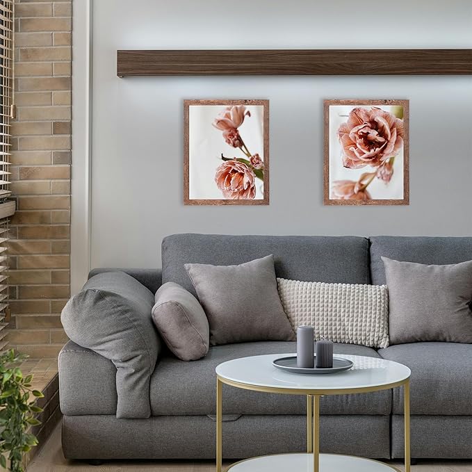 kennethan 8x10 Picture Frame Rottern Brown 4 Pcs in 1 set Wooden Frame can Display 8x10 Without Mat on the Wall for gift,home decoration, holiday