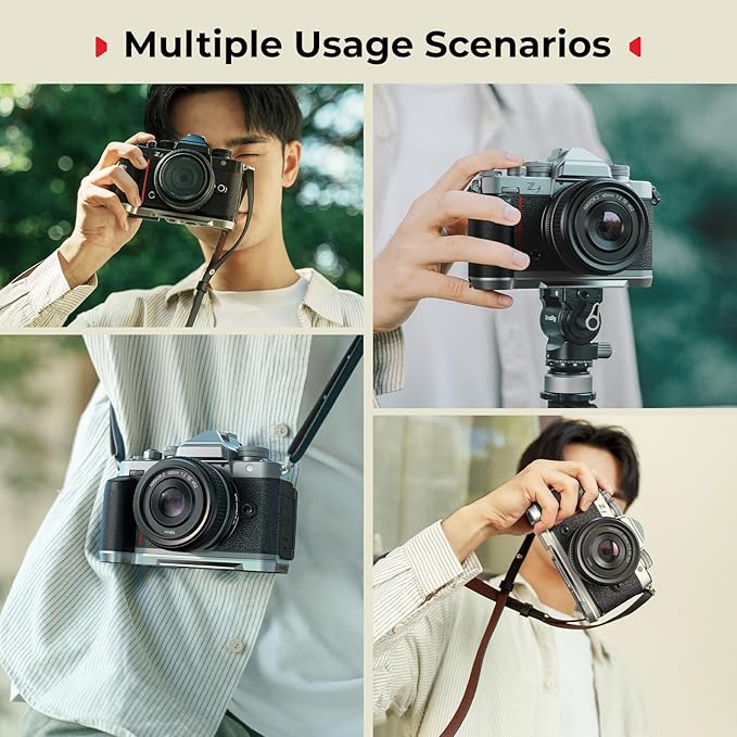 SmallRig Silicone L-Shape Grip for Nikon Z f Built-in Quick Release Plate for Arca and Wrist Strap Hole, Ergonomic Silicone Handgrip with 1/4"-20 Threaded Holes for Tripods (Silver) - 5706