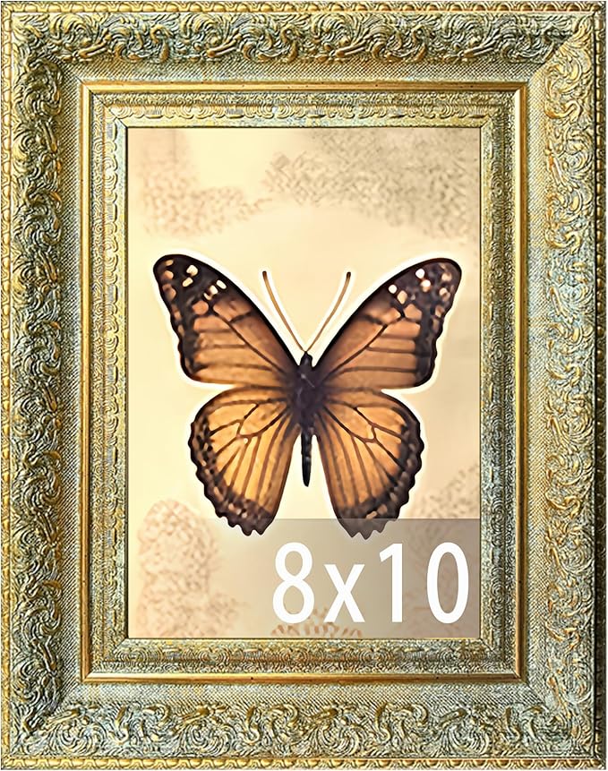Vintage Picture Frame, Decorative Wall Hanging and Tabletop Display Photo Frame (Gold, 8X10)