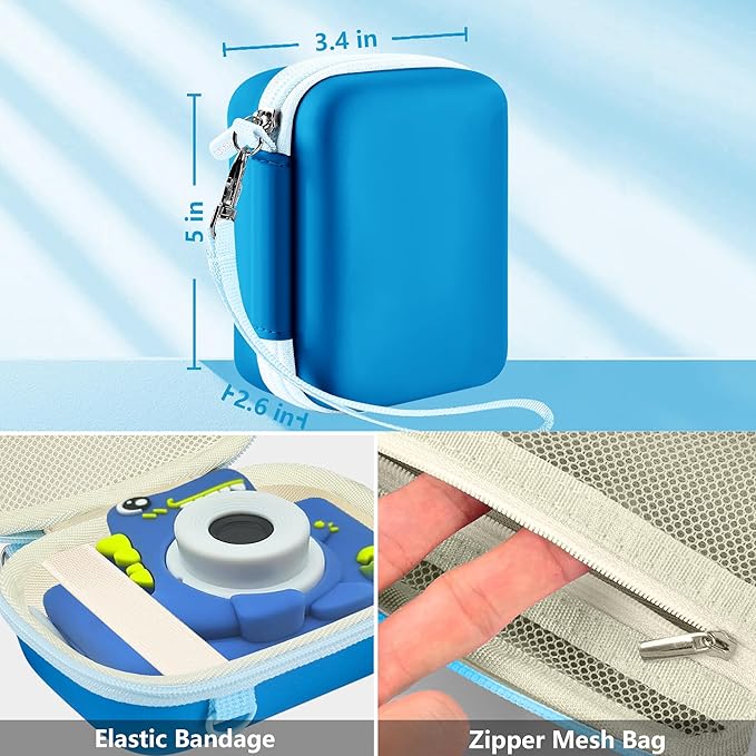Leayjeen Kids Camera Case Compatible with OUTUVAS/Goopow/Mgaolo/HOOMOON/Kids Camera Toys and Kids Digital Video Camcorder Camera,Best Birthday Festival Gift -Blue(Case Only)
