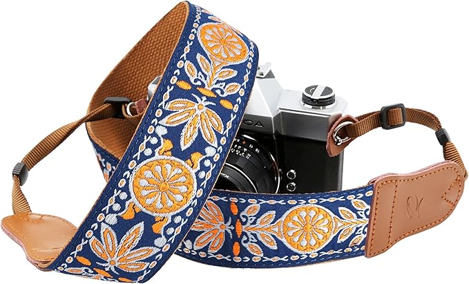 Padwa Lifestyle Plaid Camera Strap - 2" Wide Double Layer Cowhide Head,Cotton Camera Shoulder Straps