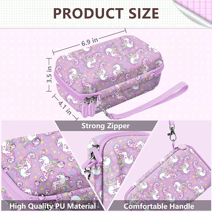 Leayjeen Kids Camera Case Compatible with Dylanto/GKTZ/HiMont/CAMCLID/ESOXOFFORE Kids Instant Print Camera, Christmas Gifts and Birthday Gifts for Kids - Purple Unicorn (Case Only)