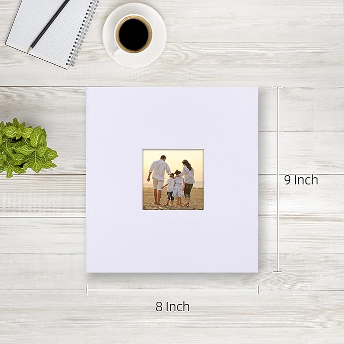 potricher Small Photo Album 4x6 200 Photos Linen Cover Picture Photo Book for Family Wedding Anniversary Baby Vacation (White,200 Pockets)