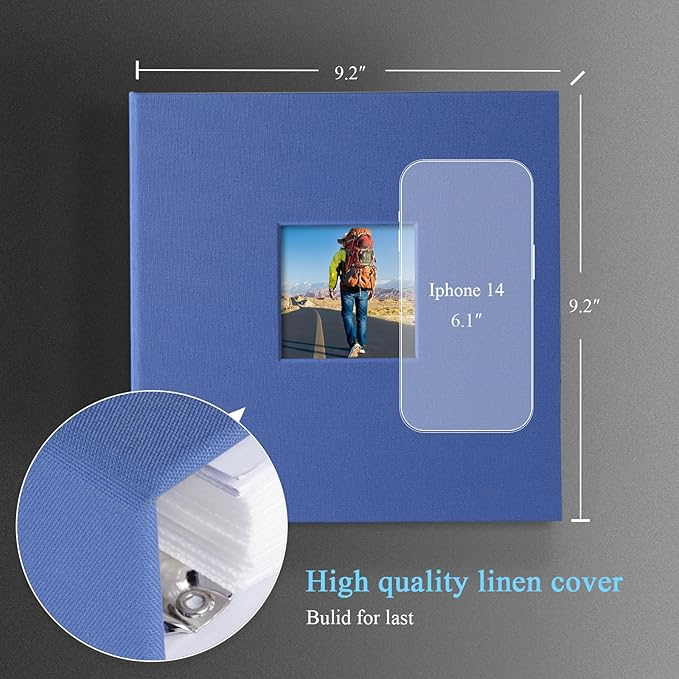 1DOT2 Photo Album 4x6 Photos Hold 200 or 5x7 Pictures Hold 100, 3 Ring Binder Photo Albums Linen Cover with 6-Tab Index Dividers Photo Book Acid Free Albums 4x6 5x7 for Family Wedding Baby (Blue)