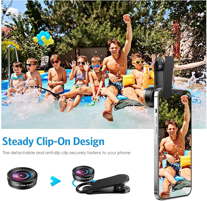 AMIR Phone Camera Lens, 198°Fisheye Lens, 120° Super Wide Angle 20X Macro for TIK Tok, Vlog Video, Clip on Phone for iPhone 12 12 Pro, 11, XS, XR 8 7 Plus 7, Samsung, Smartphones