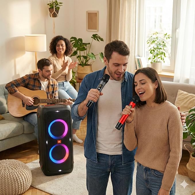 Bietrun UHF Wireless Microphone with 1/4'' Plug Rechargeable Receiver, 160 Feet, Professional Metal Dual Handheld Cordless Dynamic Mic System for Karaoke, Wedding, Singing, DJ, Party, Speech, Church