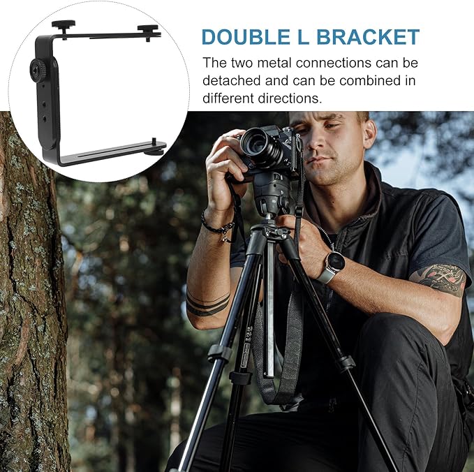 NOLITOY Shape Flash Light Bracket Matte Metal Holder for DSLR Camcorder Speedlight with Screw and Nuts Stable and Non-Slip Camera Mount for Photography Lighting Equipment