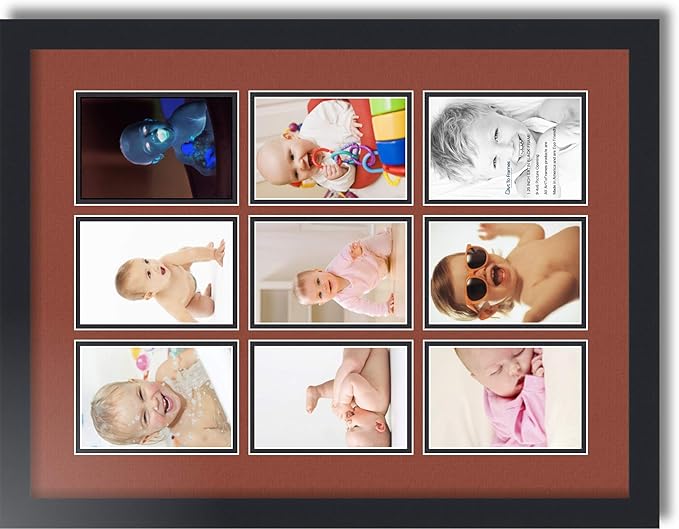 Art to Frames Double-Multimat-1047-766/89-FRBW26079 Collage Photo Frame Double Mat with 9-4x6 Openings and Satin Black Frame
