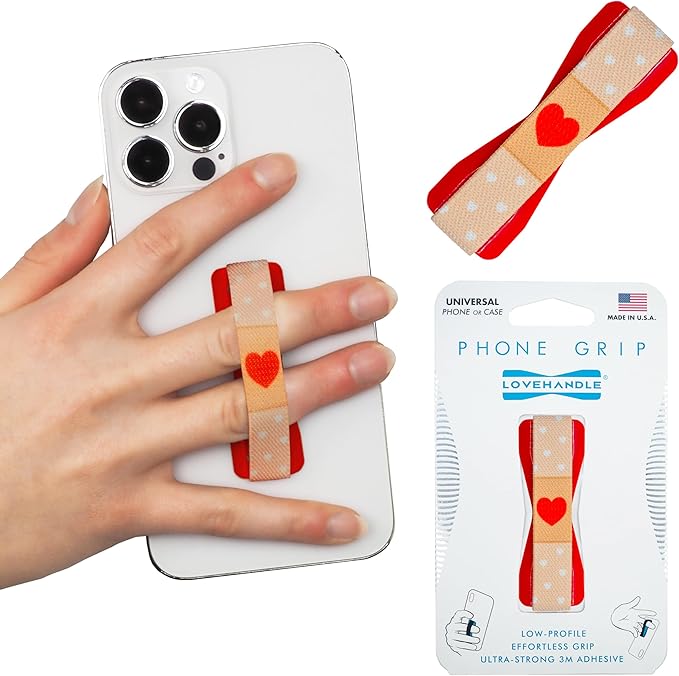 LOVEHANDLE Universal Phone Grip for Smartphones & Mini Tablets - Phone Holder for Hand - Wireless Charging Compatible - Made in The USA - Get Well Soon