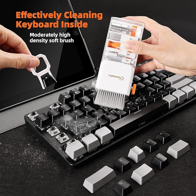 Laptop Cleaning Kit, All in 1 Keyboard Cleaning kit for MacBook iPad iPhone, Compact Keyboard Cleaner with Brush and Spray for Tablet, Airpods, Earbud, Computer Screen, PC Monitor, White