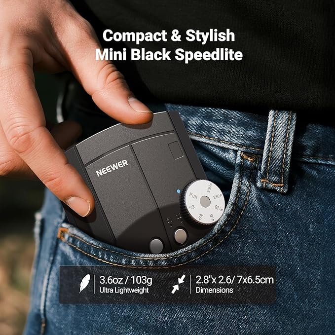 NEEWER Mini Camera Flash Light, 20Ws GN15 1200mAh/640 Full Power Flashes/3.1s Recycle/6000±200K, Manual 1/64-1/1 Power & S1/S2 Mode, Speedlite Compatible with Canon Nikon Sony Zv1 Fujifilm, Z150