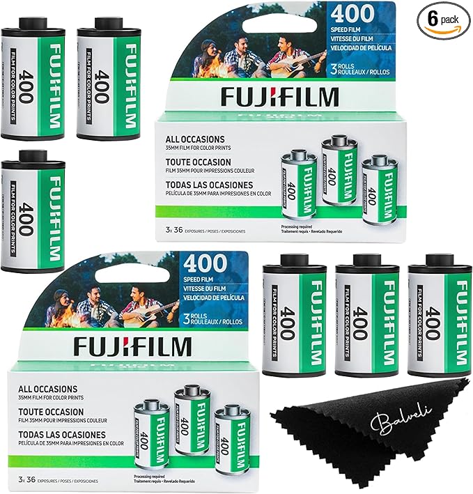 Fujifilm 400 Film Bundle, 6 Rolls (2x3 Pack), 36 Exposures Each for 35mm Cameras