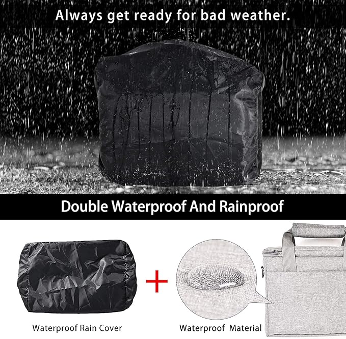 FOSOTO Camera Bag Case with Waterproof Rain Cover Compatible for Nikon D3500 D5600 D7500 D610 Canon EOS 4000D 2000D SL3 T7 M50 M6 SX530 Fujifilm X-T20,Grey