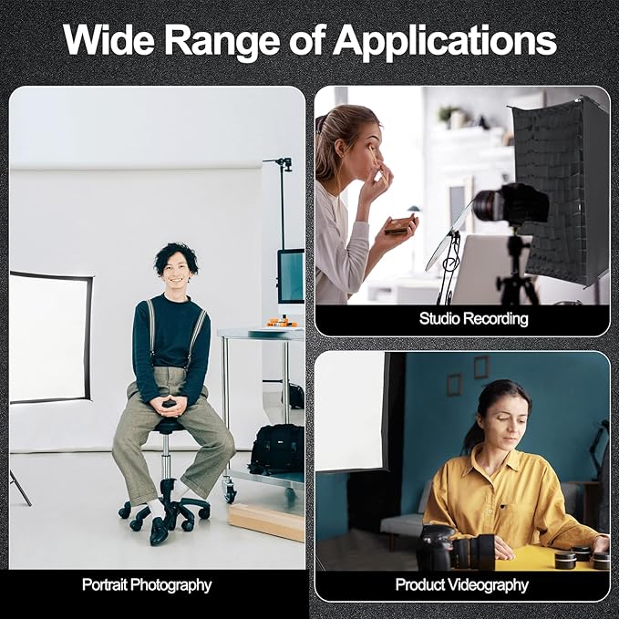 WELLMAKING Rectangular Softbox 60 x 90cm/23.6" x 35.4", Studio Soft Box with Diffusers/Honeycomb Grid/Bag,Compatible with Bowens Mount Light for Portrait or Product Photography Studio Flash Monolight