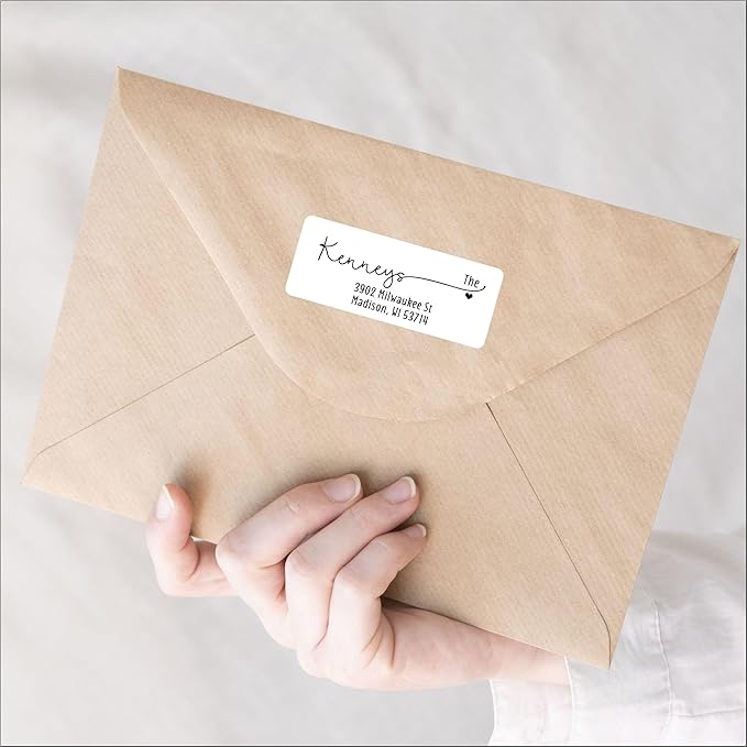 White Address Labels - Personalized Return Address Labels, Mailing and Shipping Labels for Envelopes, Packages, Business, Home by PrettySweetParty (1000, Heart)