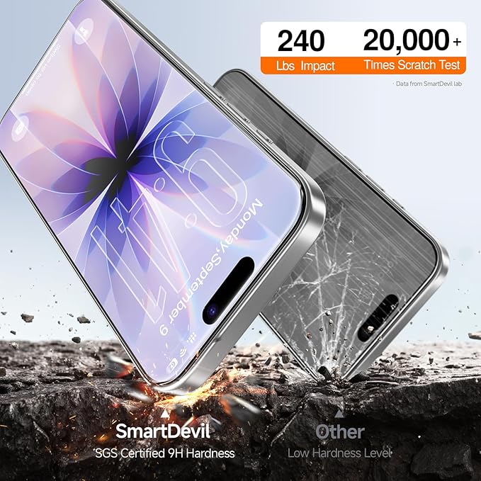 SMARTDEVIL 2 Pack for iPhone 17 Screen Protector Tempered Glass, HD Clear Film, Easy Installation, Dust-Free Box