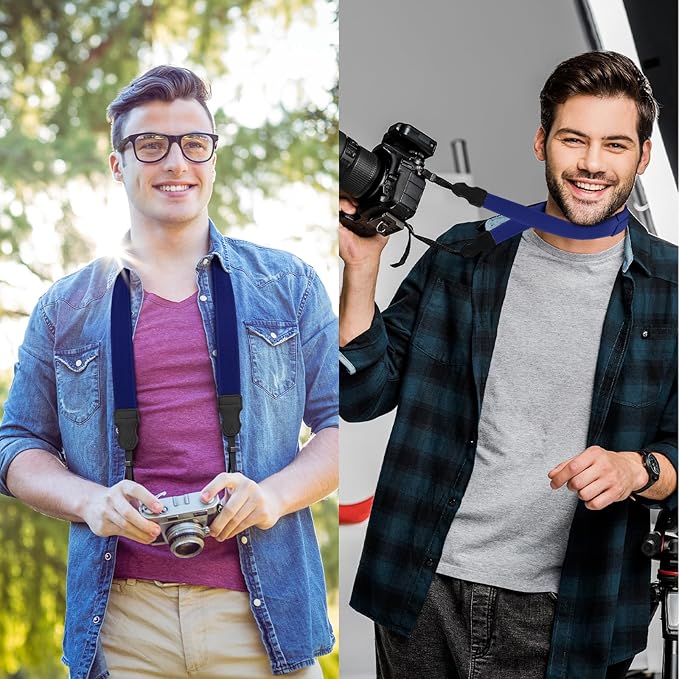 Neck Strap Silicone Camera Straps - Padded Camera Strap, 1.5" Wide Adjustable Nylon Shoulder Strap - Compatible with Canon, Nikon, Sony, and More DSLR and Mirrorless (Prussian Blue)