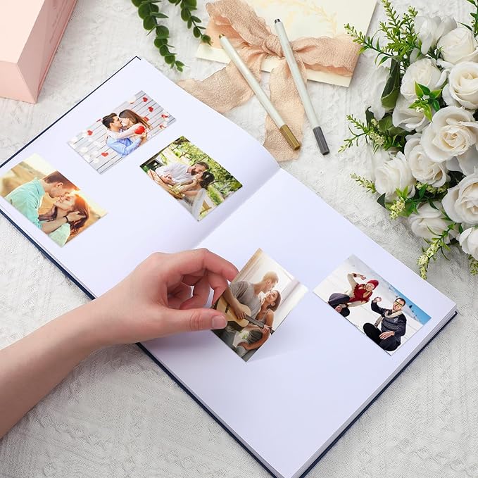 Colarr Hardcover Couples Scrapbook 144 Pages 8.7 x 8.7" Couples Photo Album Scrapbook Journal for 1 Year Wedding Memory Anniversary Photo Book Gift with 2 Markers