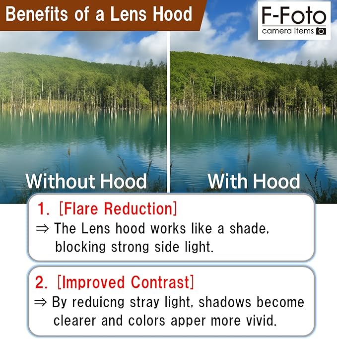 F-Foto HF-52U 52mm Metal Screw-in Lens Hood — Anodized Aluminum, Threaded Inner Ring for 52mm Filters — Durable Protective Hood for Nikon Z 28mm/40mm & 52mm Lenses — Inspected in Japan,HF-52U
