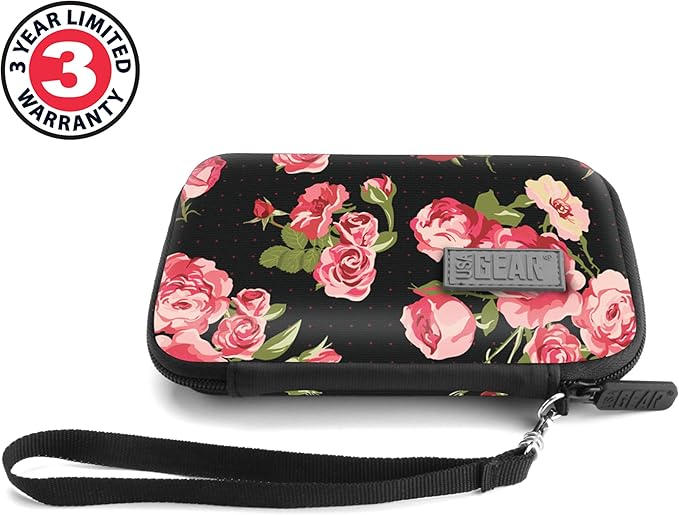 USA Gear Instant Printer Case Compatible with HP Sprocket 2x3, Instax Mini Link 2, Kodak Printomatic, Photo Paper, Cable & more - Hard Shell Portable Printer Carrying Case with Wrist Strap (Floral)