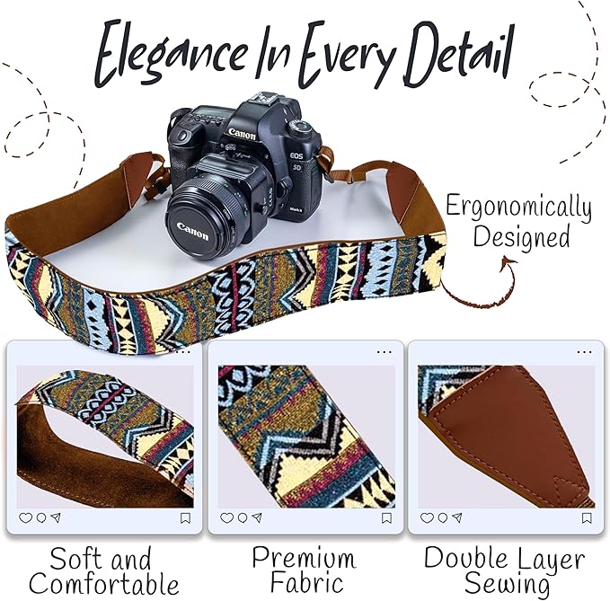 Art Tribute Camera Strap for All DSLR and Mirrorless Cameras. Add Your Name Or Initials Make It a Personalized Gift