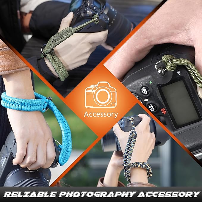 SUNYA Camera Wrist Strap for Photographers Paracord Rope Camera Hand Strap Compatible for DSLR or Mirrorless Camera