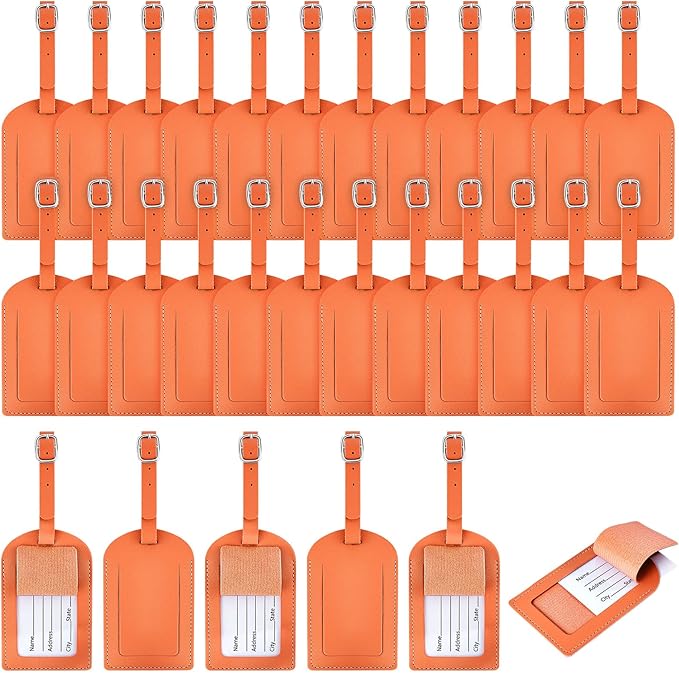 Dunzy 30 Pieces Leather Luggage Tag Women Identifiers Travel Suitcase Tags for Luggage Travel Backpack Bag Wedding Favors Women Men Adults Bulk