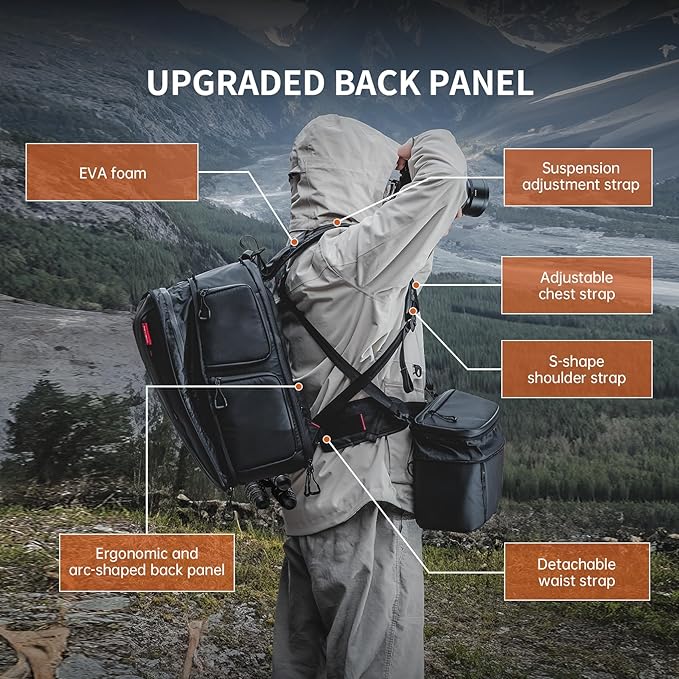 PGYTECH OneMo 2 35L-45L Camera Backpack with Shoulder Bag for 17" Laptop, Waterproof DSLR Camera Pack for Canon/Nikon/Sony, Extra Large Photography Bag, Drone Backpack for DJI Mini 3 Pro/Mavic 3/ FPV