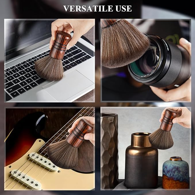 NiHome Large Vinyl Record Cleaning Brush, Anti-Static Soft LP Record Cleaner, Ultra-Fine Fiber Bristles Vinyl Dust Remover Brush, Safe for Vinyl LP CD Album, Beech Wood Handle Retro Design (Red/Black)