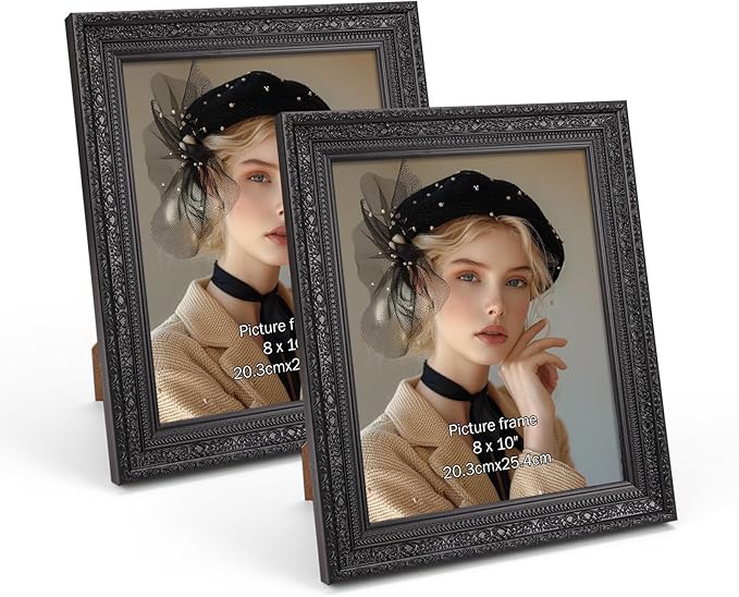 Edenseelake 8x10 Picture Frames Set of 2, Vintage Black Photo Frame 8 by 10 for Tabletop or Wall Decor