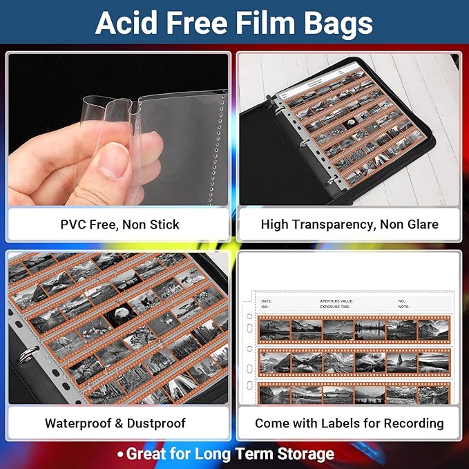 35mm Film Holder 135-7, Pack of 30 Acid Free Film Negative Sleeves & Acid Free Film Negative Storage Kit