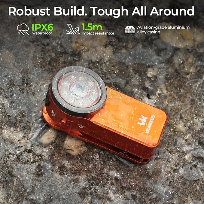 Wurkkos HD03 EDC Flashlight Rechargeable Clip-on Light, 680Lumens Mini Pocket Flashlight with RGB, Magnetic Small Flat Flashlight for Camping, Repairing, Signaling, Cycling (Orange)