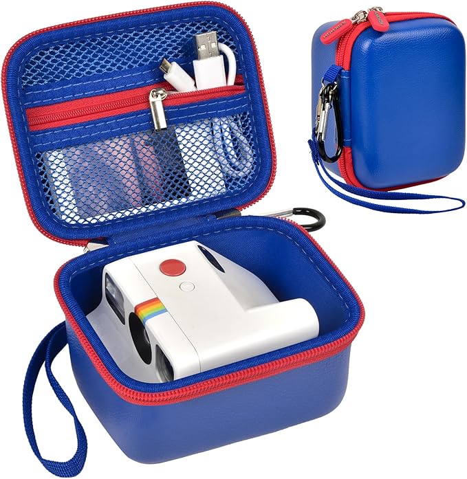 ANKHOH Digital Camera Case for Polaroid Go Generation 2 Gen 2/9035/9071/9070 Instant Mini Camera, Instax Film Cameras Storage with Mesh Pocket for Photo, Stickers (Box Only) (Blue)