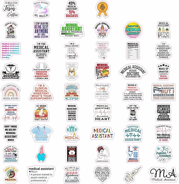 BulbaCraft 100 Pcs Funny Medical Assistant Stickers, Medical Assistant Gifts for Women & Men, Gifts for Women & Men