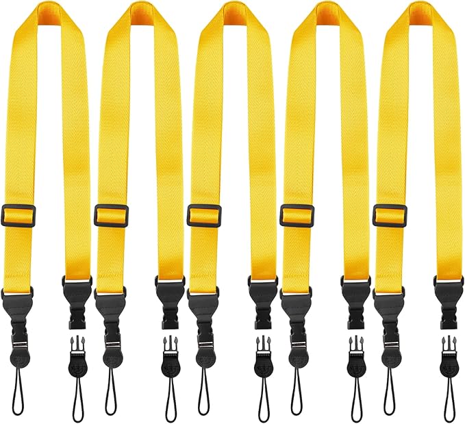 5 Pack Nylon iPad Strap, Adjustable Camera Neck Strap, Comfortable Shoulder Strap for iPad, Cellphone Tablet, Camera, Laptop, Binocular, Luggage Bag(Bright Yellow Universal Neck Lanyard)