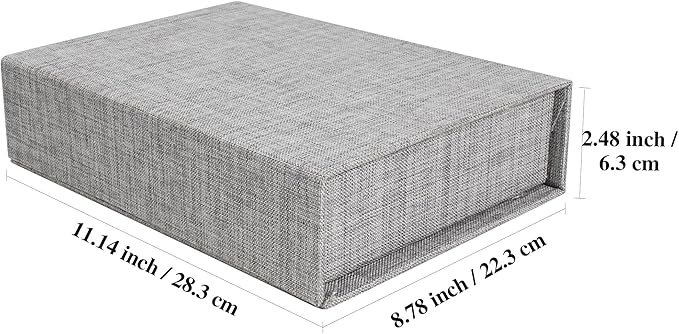 Hiwhy Photo Storage Box 8x10, Linen Photo Box, Memory Box Perfect to Store Your Photo, Pictures, Certificates, Scrapbooking Supplies, Keepsakes and Jewelry Grey