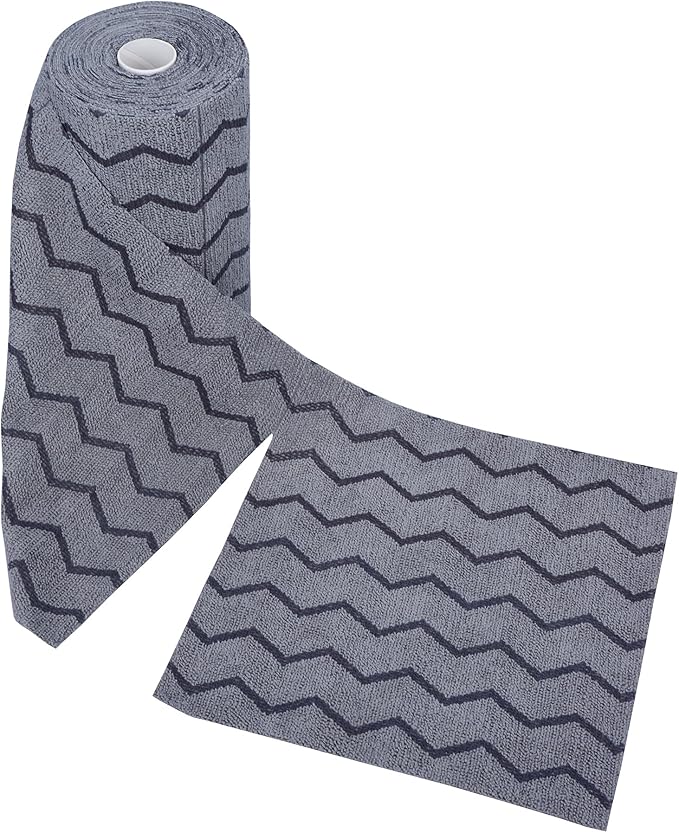 Microfiber Cleaning Cloths Roll 50-Pack Reusable Paper Towels for Car Wash Supplies Ultra Absorbent Kitchen Dish Rags House Window Cleaning Cloths Lint Free Tear Away (Navy Blue Wave Pattern)