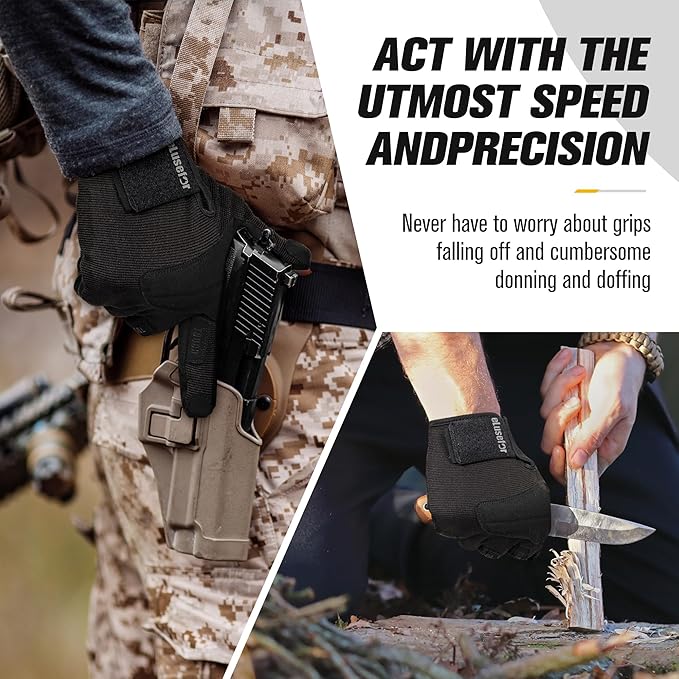 eLusefor Natural Tactile Shooting Glove: Seamless Wrap-Fingers Design, 360° Touchscreen Freedom, Customizable Badge