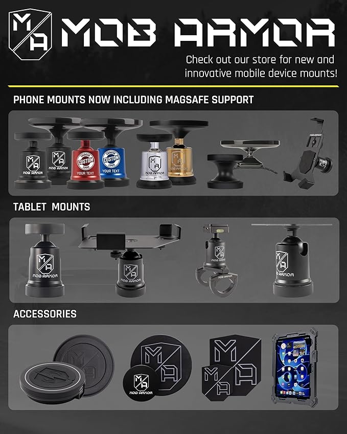 Mob Armor Mob Mount Claw with 360° Rotation - Universal Phone Mounting Clamp for Motorcycle, Jeep, Dirt Bike, Car, ATV, Boat, Truck, Emergency Vehicle - Large, Black