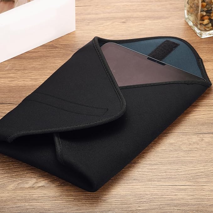 PATIKIL Camera Protective Wrap, 10"x10" Lens Wrap Cloth with Thick Protective Neoprene, Lens Pouch Bag with Hook and Loop for Lens, SLR, Black Grey