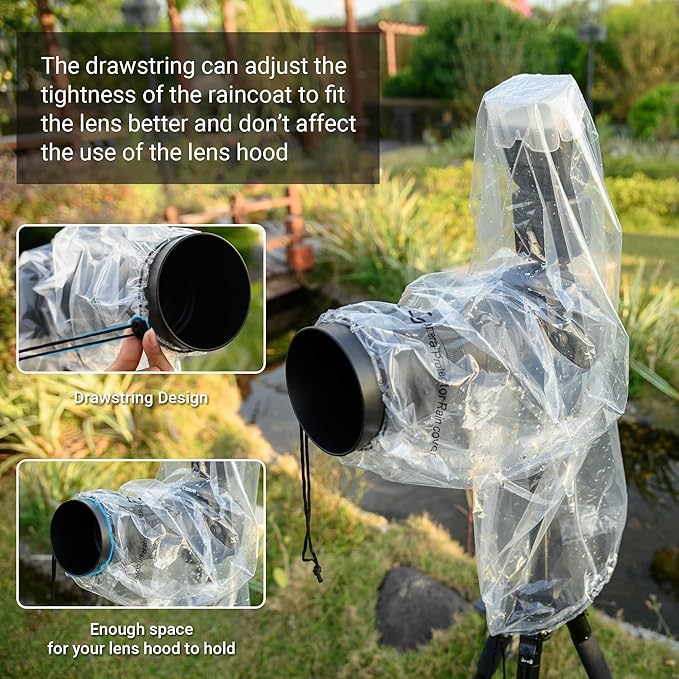 2 Pack 18" Long Camera Rain Cover with Flash Dust Sleeve Protector for Canon EOS R5 R6 Rp 5D 6D 7D 90D 80D 77D 70D Z7II Z6II Z5 Z50 D850 D810 D780 D750 D610 D500 D3500 D5600 D7500