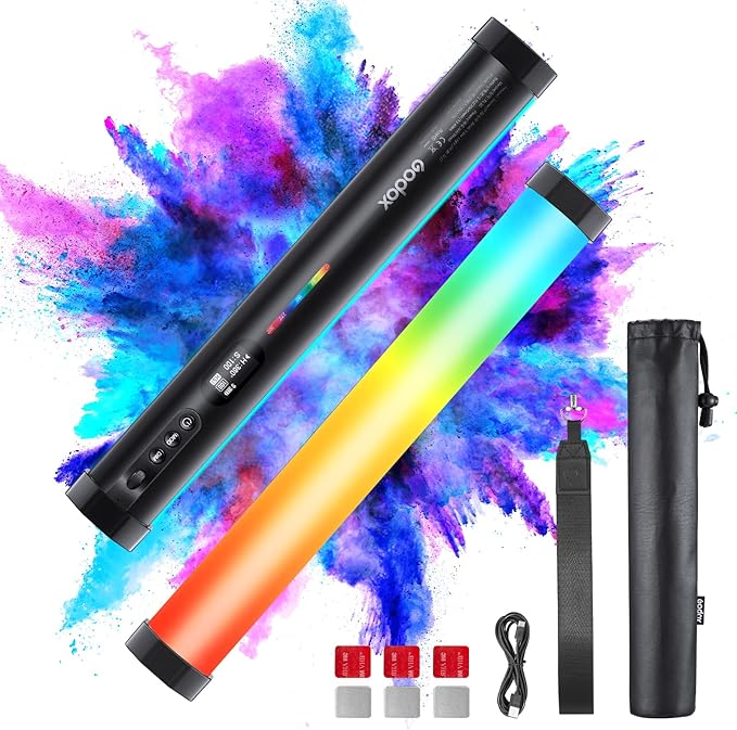 Godox TL30 RGB Tube Light Wand, Magnetic RGB Light Wand LED Video Light Stick CRI 97 TLCI 99 HSI 360°Color Gamut 2700-6500K 13FX Lux 740 with 2900mAh Battery for Photography YouTube TikTok