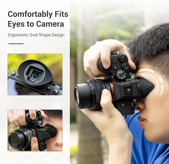 [Large Version] A7IV A7RV A9III A7SIII A1 Eyecup Eyepiece, Camera Viewfinder Eyeshade for Sony Alpha A7M4 A7R5 A9M3 A7S3 A1, 360 Rotating Extension Oval Design, Replace Sony FDA-EP19 Eye Cup
