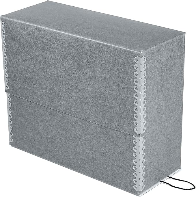 Lineco Archival Document Storage Box with Metal Edge, Acid-Free Gray Boxboard, Organize and Store Files, Prints, Photos, Jumbo-Sized Case 15.5" x 12.5" x 5" Wide