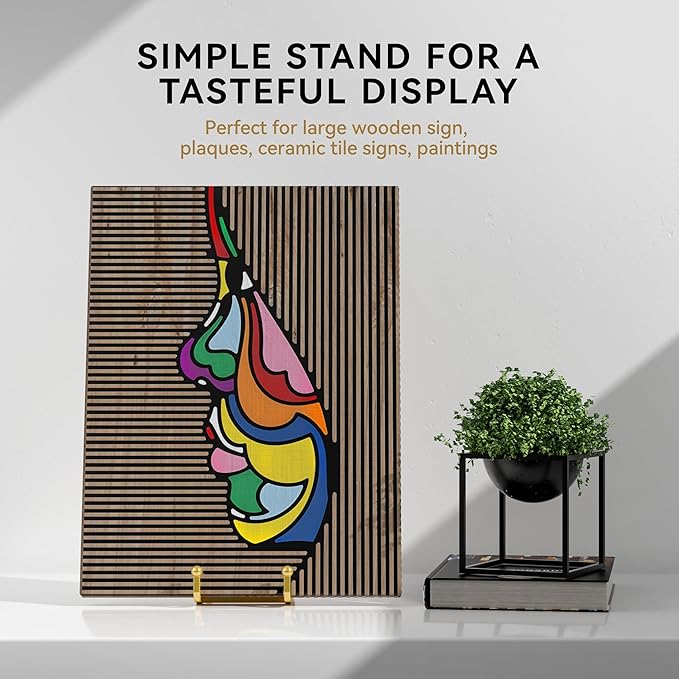 Plate Stands for Display 12 Inch Heavy Duty - Metal Picture Frame Easel Stands for Large Plates, Books, Platters, Plaques, Decor (Gold 2 Pack)